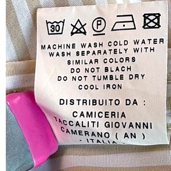 NWT GMF 965 Tan White Striped Cotton Italian Luxury Sports Dress Shirt 42 16.5 - Picture 12 of 12